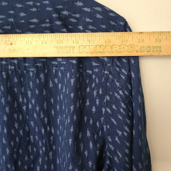 Toad & Co Tree Print Long Sleeve Button Down Shirt Blue Men's XL Slim Fit - Picture 8 of 10